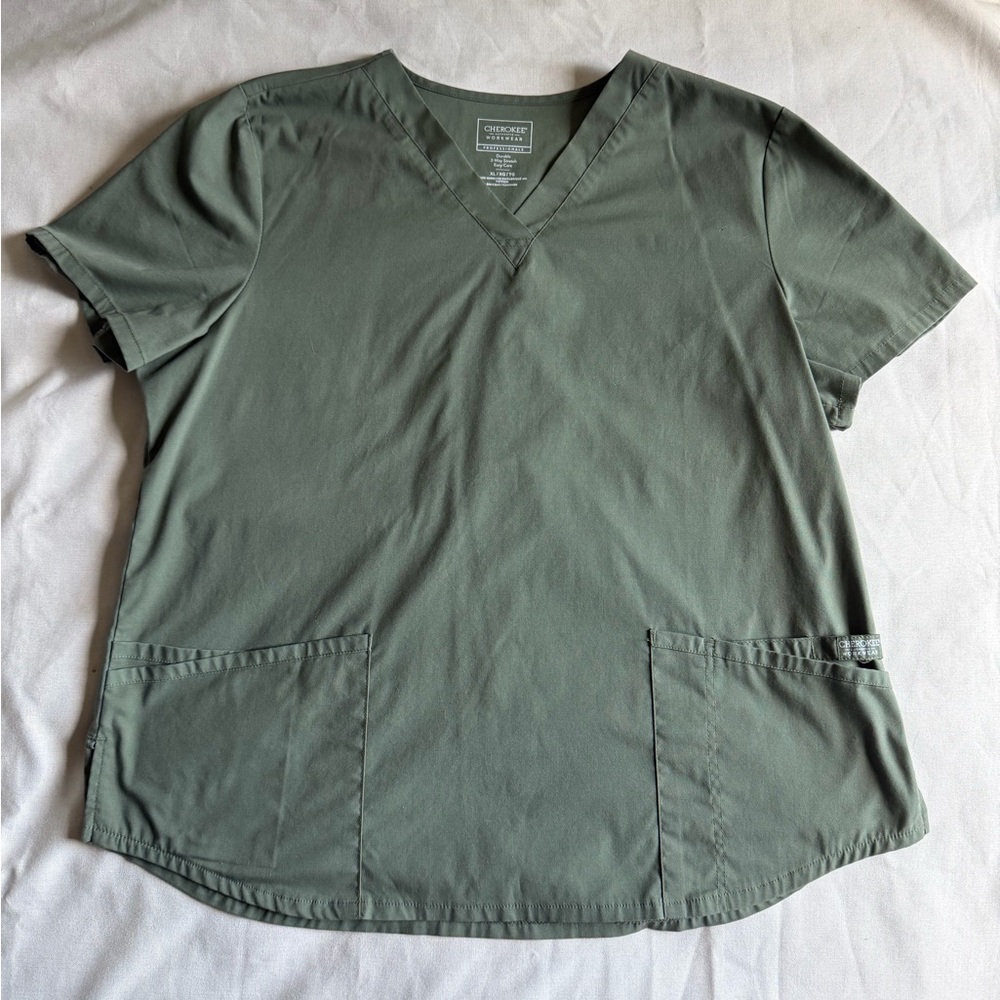 Cherokee Sage Green Women's V-Neck Top